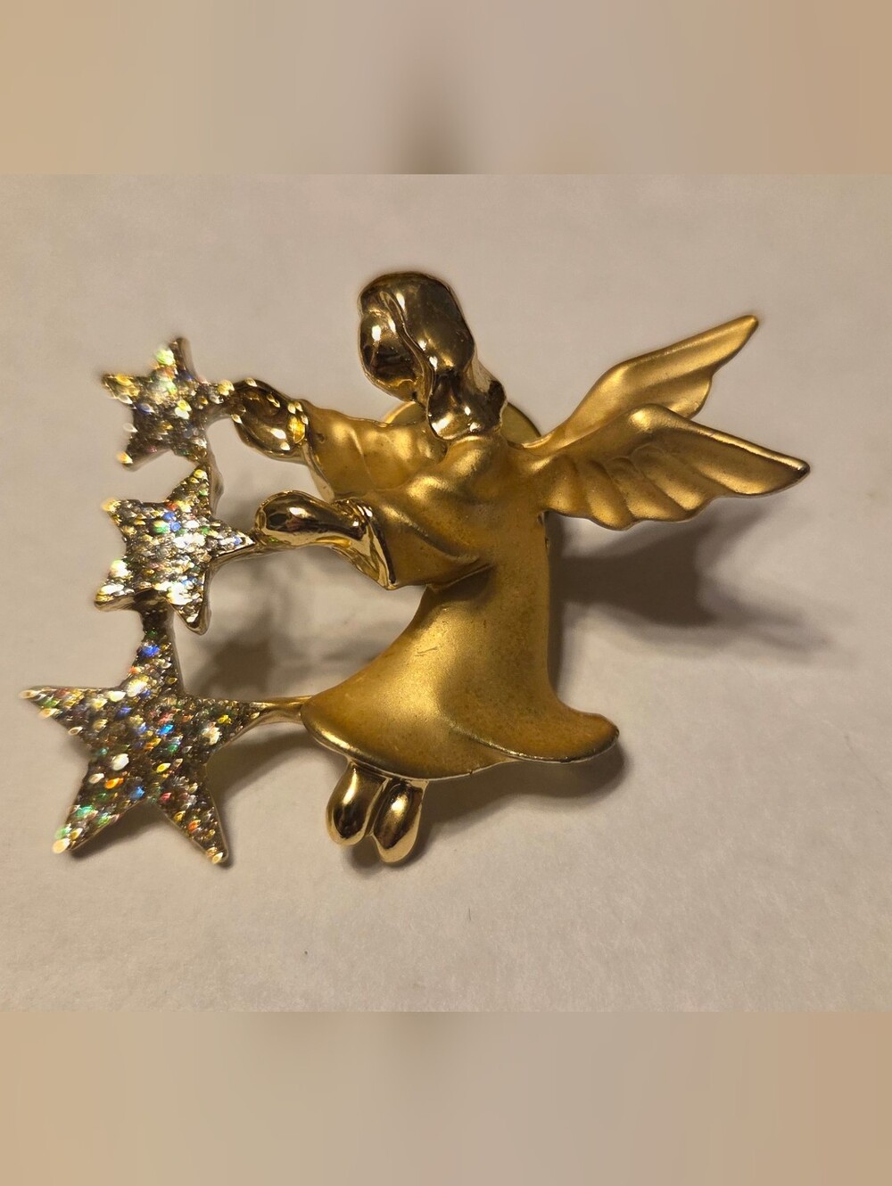 Gold Angel Star Brooch